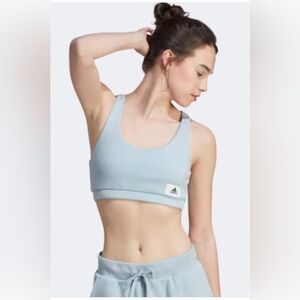 Adidas Women's Light Blue Sports Bra in Medium